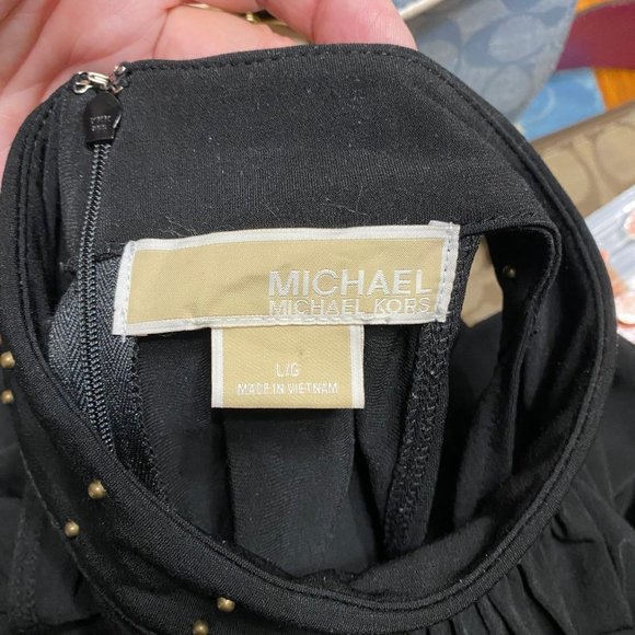 L Michael Kors Black Sleeveless Top w/Embellished Neckline - Picture 7 of 9